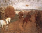 Edgar Degas Horses and Riders on a road oil on canvas